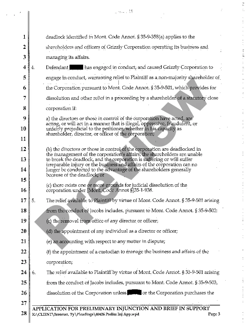 Preview A04 Application for Preliminary Injunction and Brief in Support