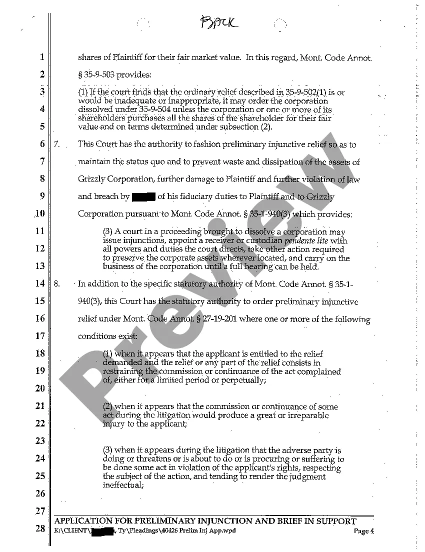 Preview A04 Application for Preliminary Injunction and Brief in Support