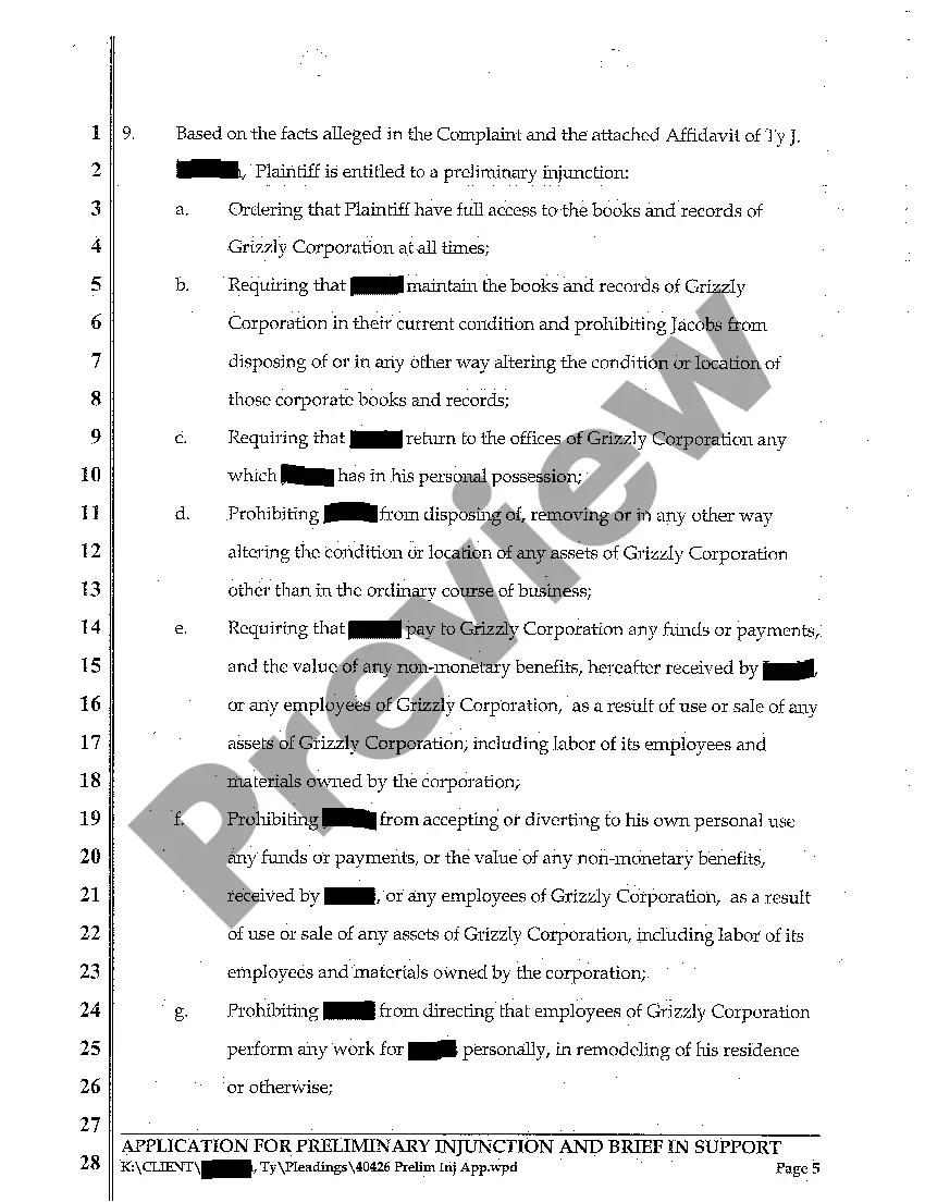 Preview A04 Application for Preliminary Injunction and Brief in Support
