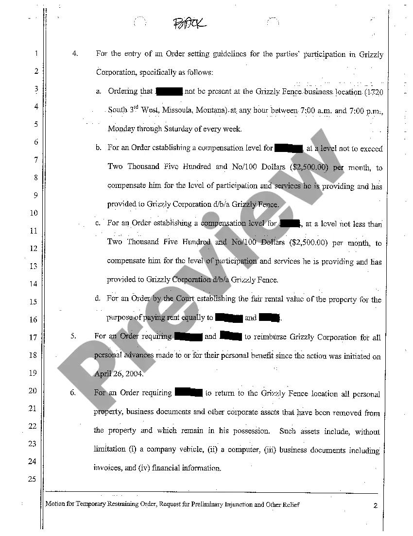 Preview A08 Defendant's Motion for Temporary Restraining Order, Request for Preliminary Injunction and Other Relief