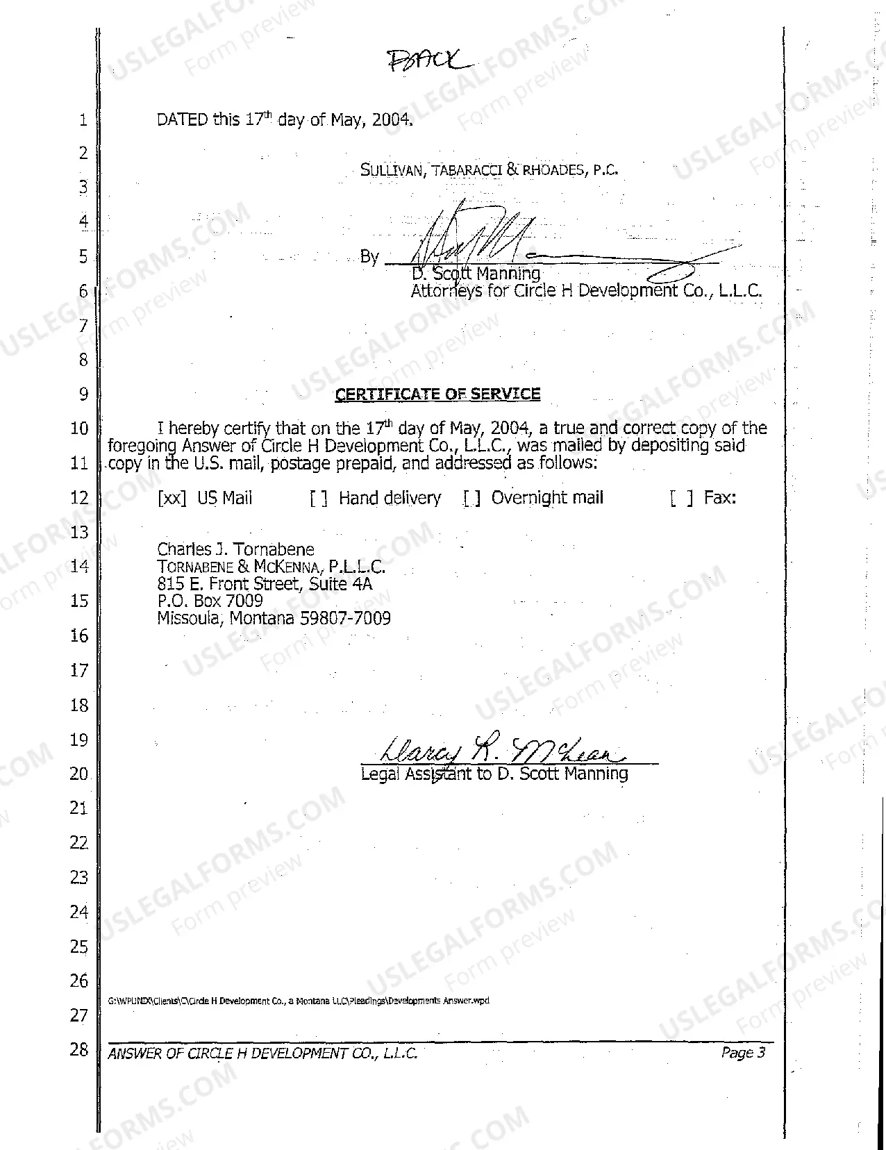 Preview A02 Answer of Defendant