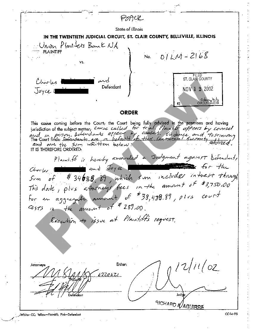 Preview A01 Praecipe and Affidavit for Filing Foreign Judgment