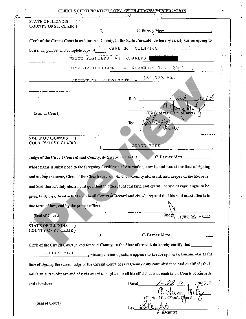 Preview A01 Praecipe and Affidavit for Filing Foreign Judgment