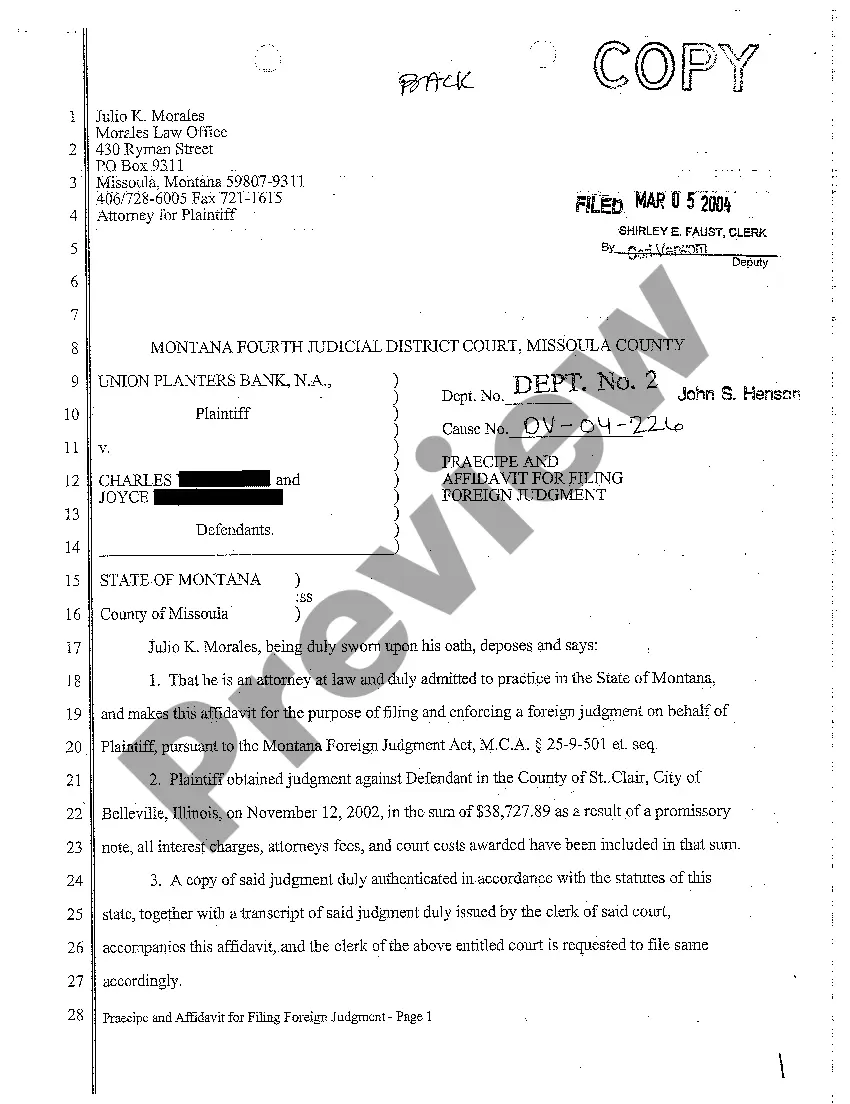 Get A03 Notice of Filing Foreign Judgment Preview A03 Notice of Filing Foreign Judgment