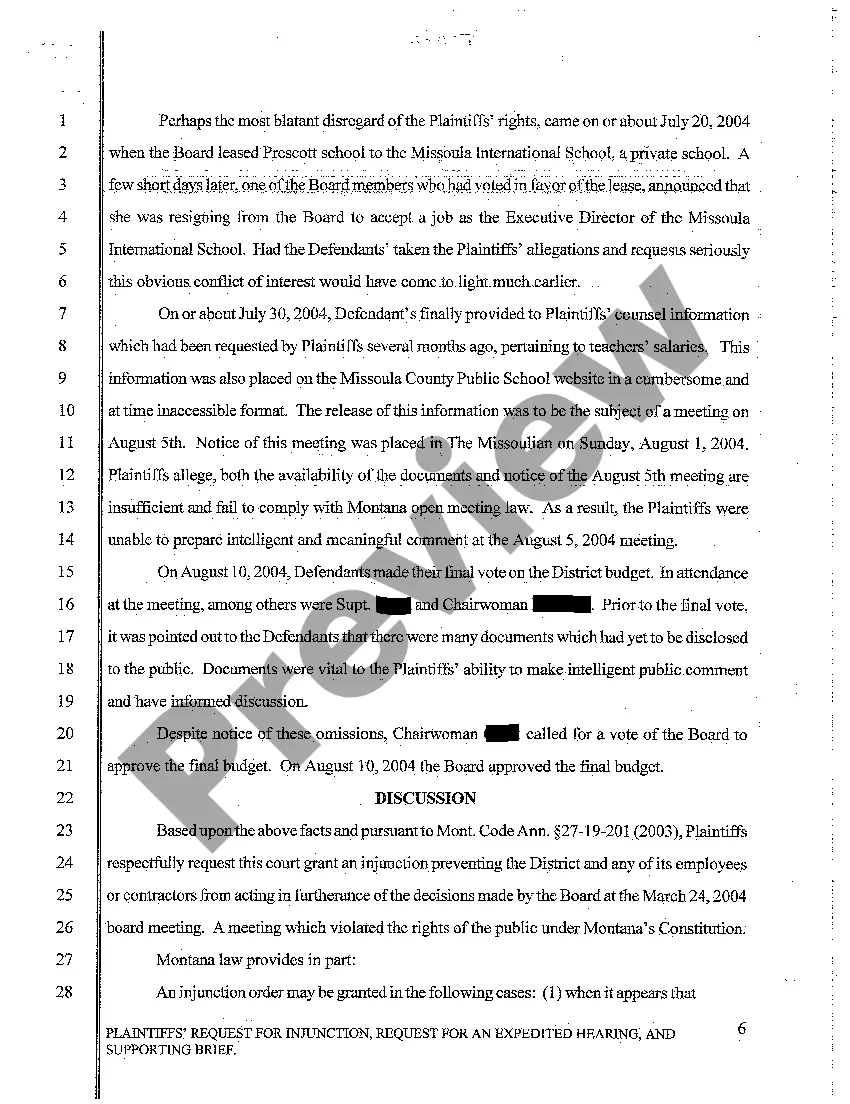 Preview A03 Plaintiffs' Request for Injunction, Request for an Expedited Hearing and Supporting Brief