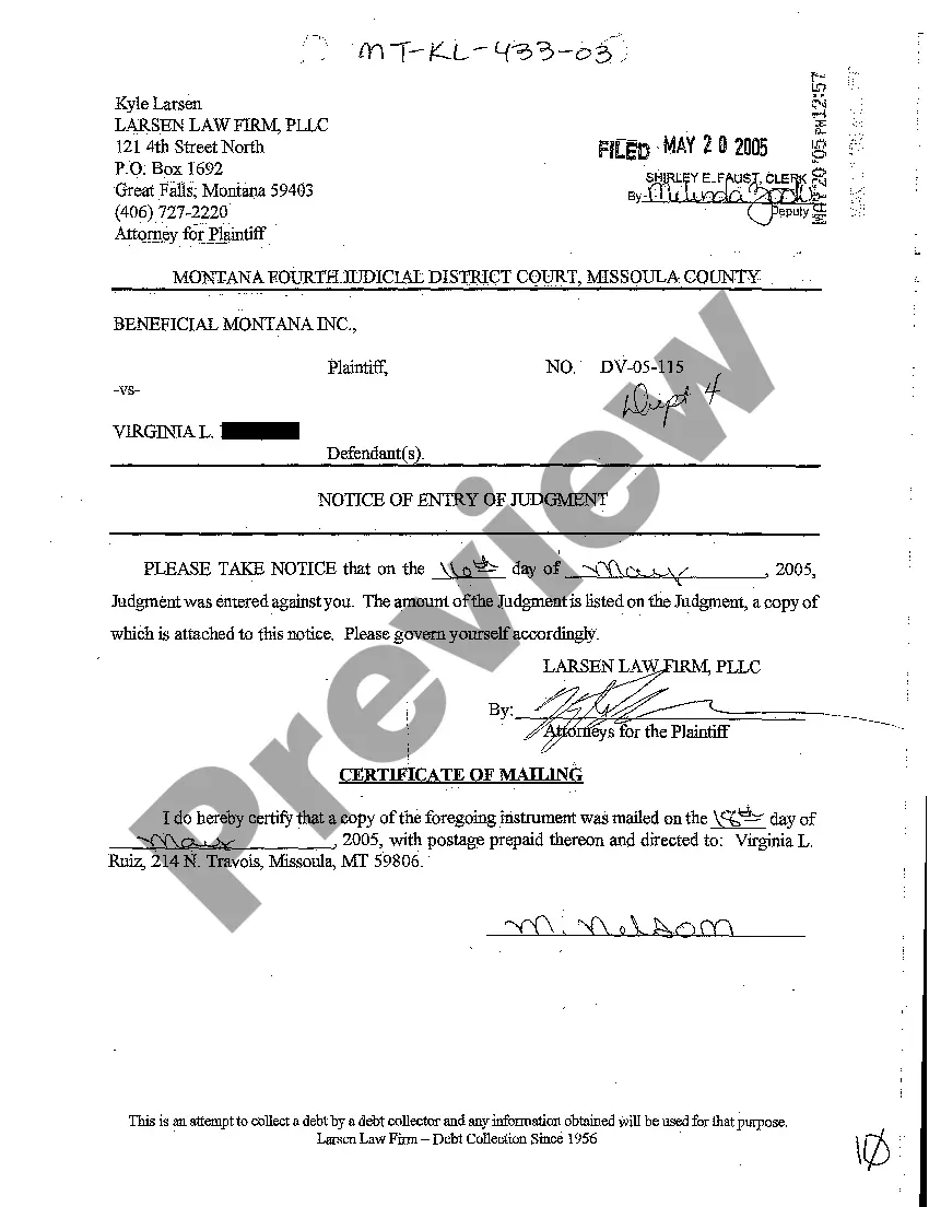 Preview A03 Notice of Entry of Judgment