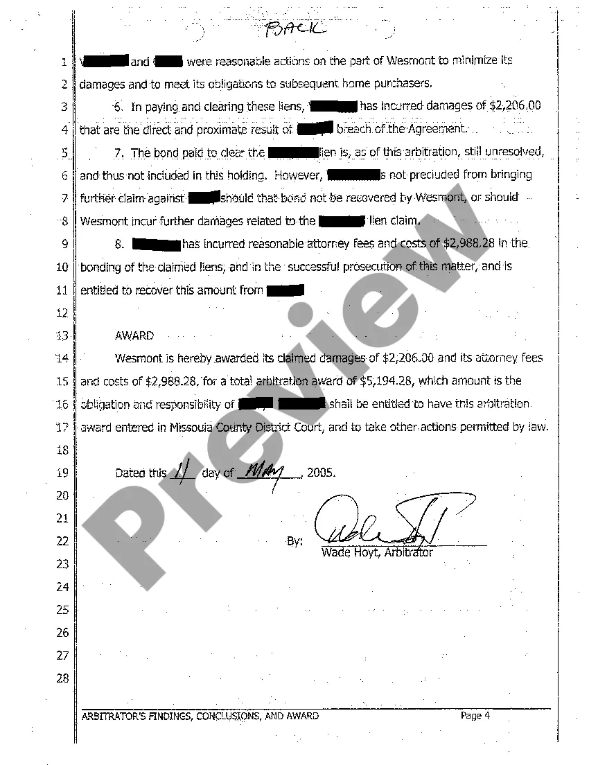 Preview A03 Finding and Conclusions and Arbitration Award