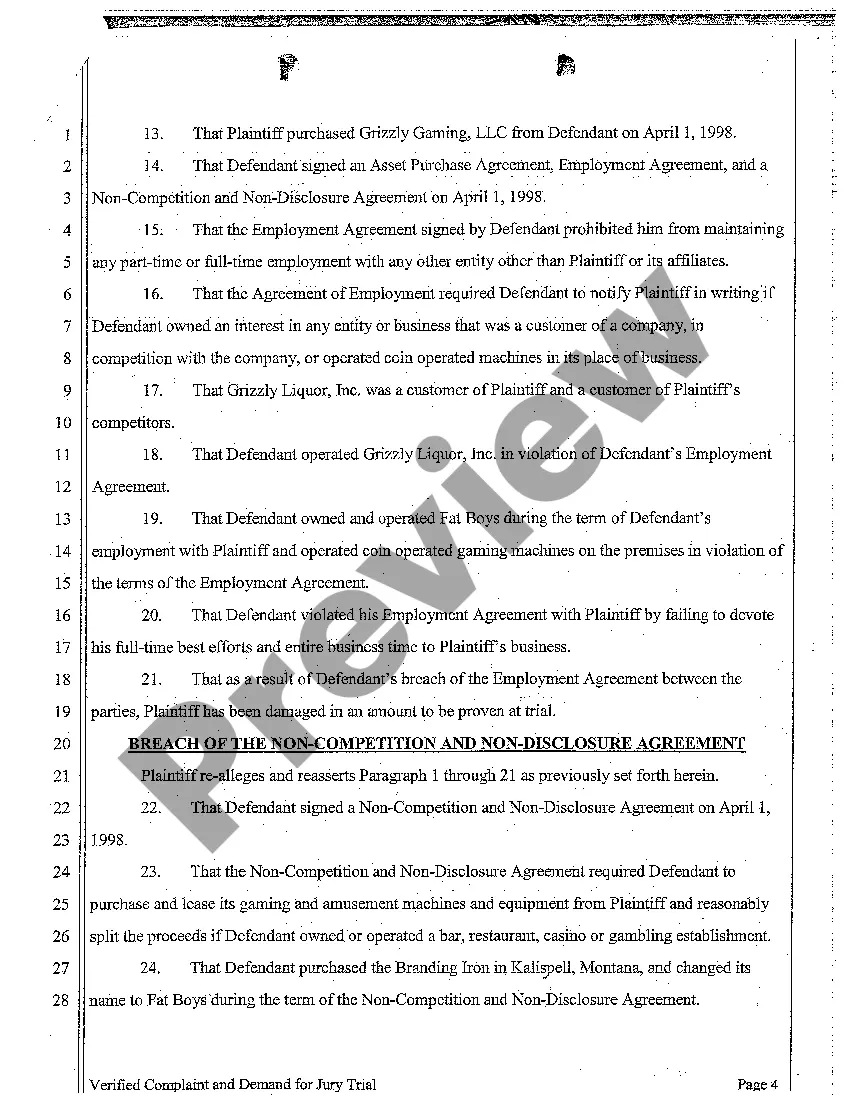 Get A01 Verified Complaint and Demand for Jury Trail regarding Breach of Contract Preview A01 Verified Complaint and Demand for Jury Trail regarding Breach of Contract