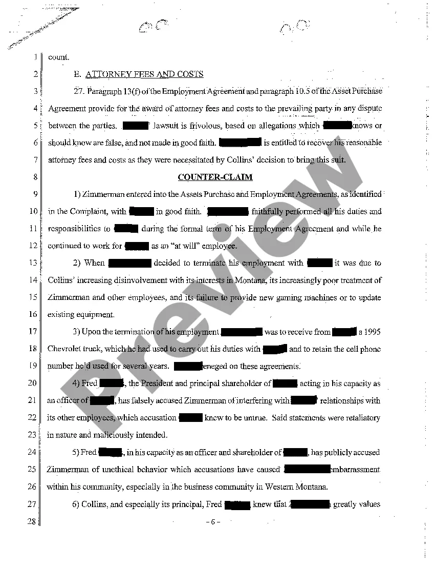 Get A02 Answer and Counterclaim Preview A02 Answer and Counterclaim