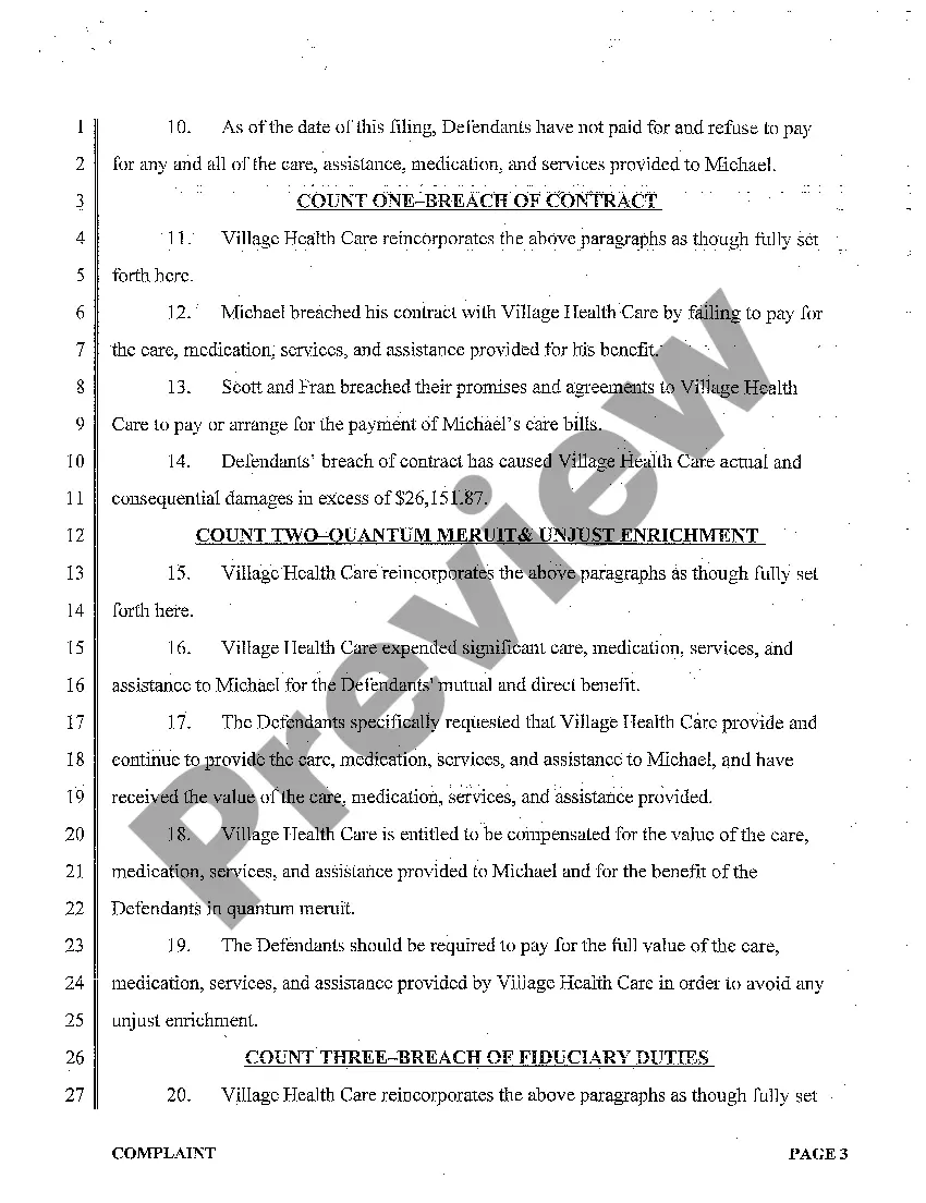 Get A01 Complaint regarding Breach of Contract Preview A01 Complaint regarding Breach of Contract