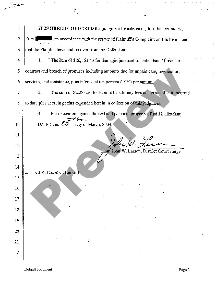 Preview A06 Default Judgment