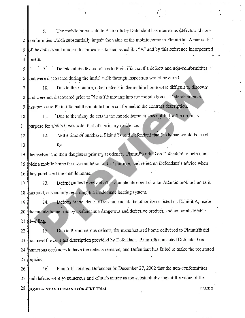 Get A01 Complaint and Demand For Jury Trial regarding Breach of Sales Contract Preview A01 Complaint and Demand For Jury Trial regarding Breach of Sales Contract