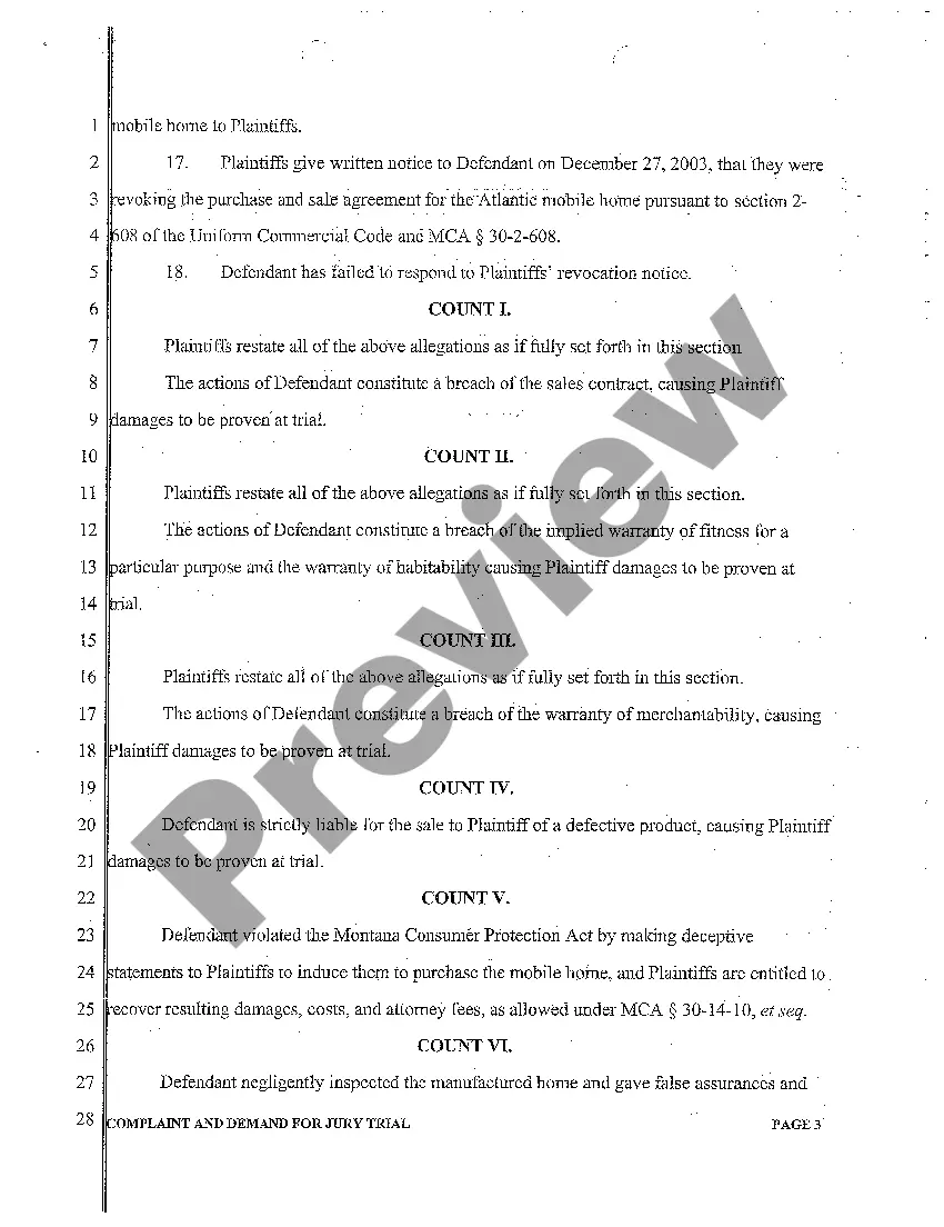 Get A01 Complaint and Demand For Jury Trial regarding Breach of Sales Contract Preview A01 Complaint and Demand For Jury Trial regarding Breach of Sales Contract