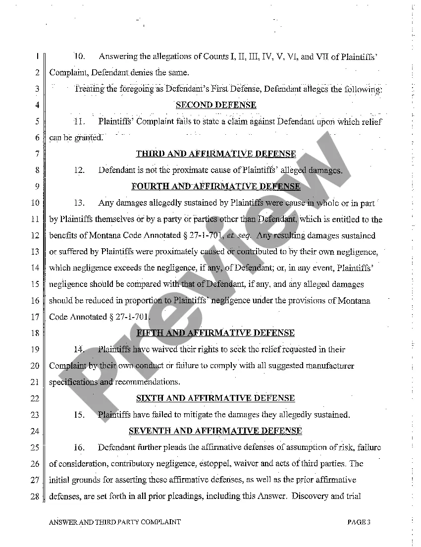 Get A02 Answer and Third Party Complaint Preview A02 Answer and Third Party Complaint