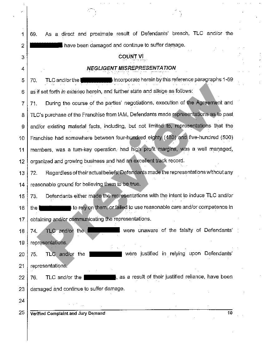 Preview A01 Verified Complaint and Jury Demand regarding Breach of Contract