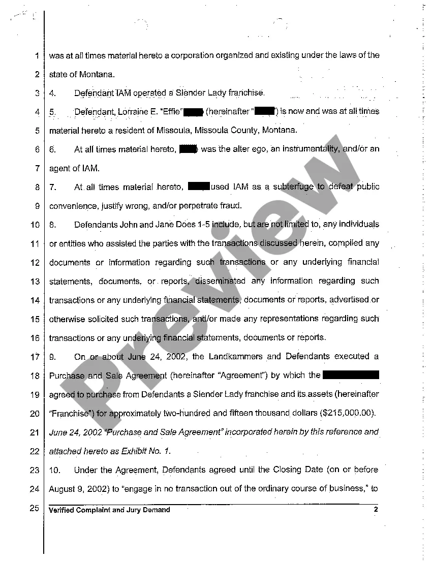 Preview A01 Verified Complaint and Jury Demand regarding Breach of Contract