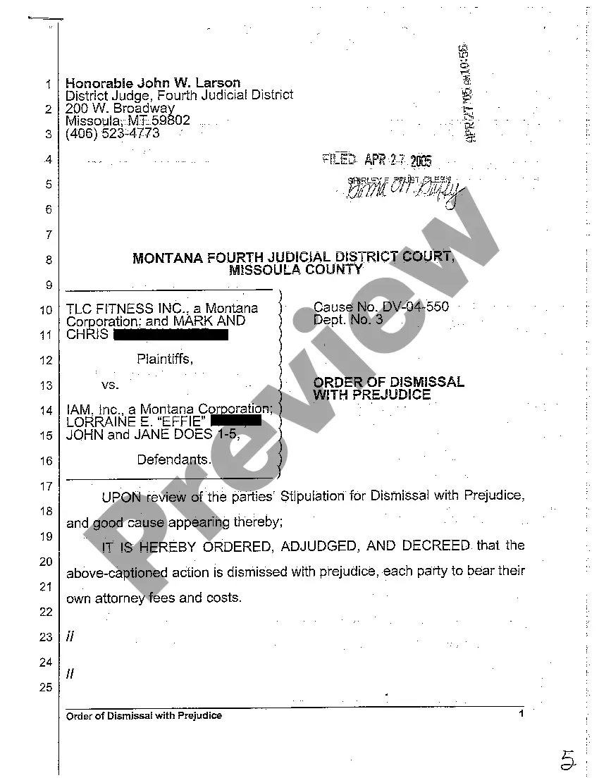 Preview A02 Stipulation for Dismissal with Prejudice