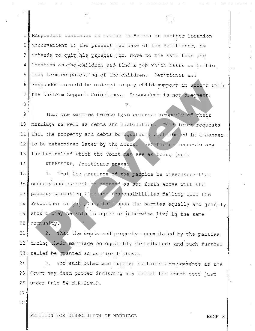 Get A01 Petition for Dissolution of Marriage Preview A01 Petition for Dissolution of Marriage