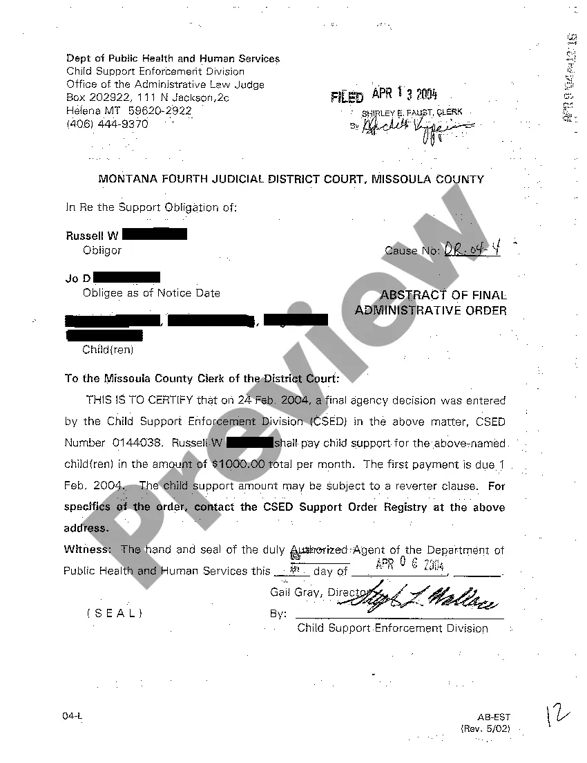 Preview A04 Standing Master Order