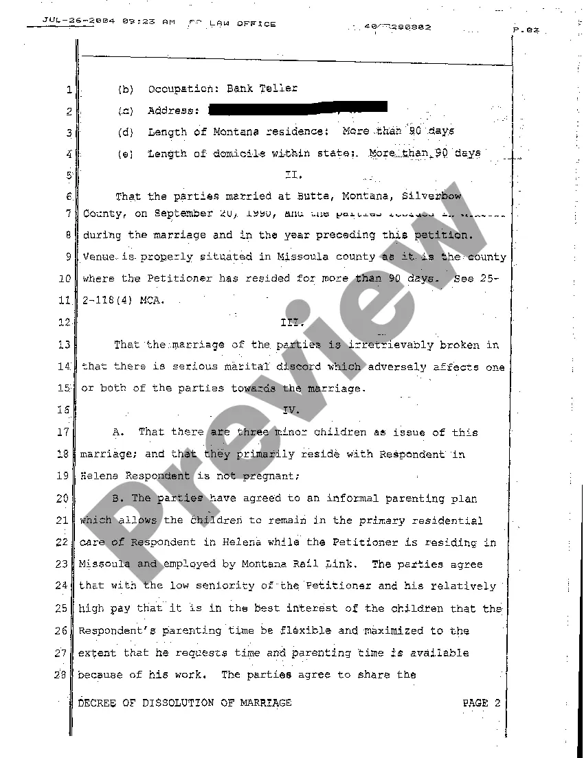 Preview A15 Decree of Dissolution of Marriage