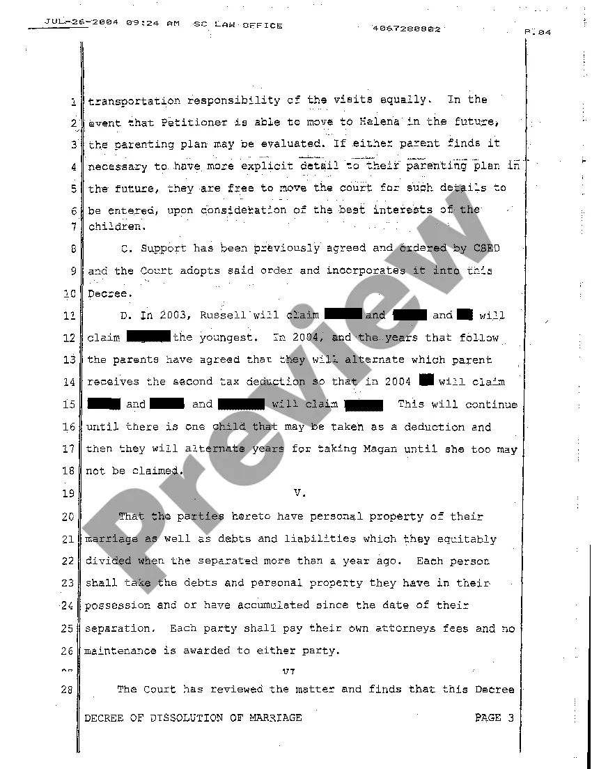 Preview A15 Decree of Dissolution of Marriage