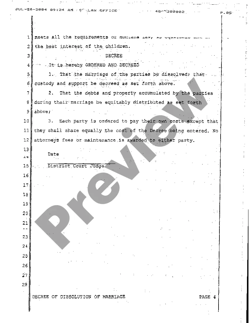 Preview A15 Decree of Dissolution of Marriage