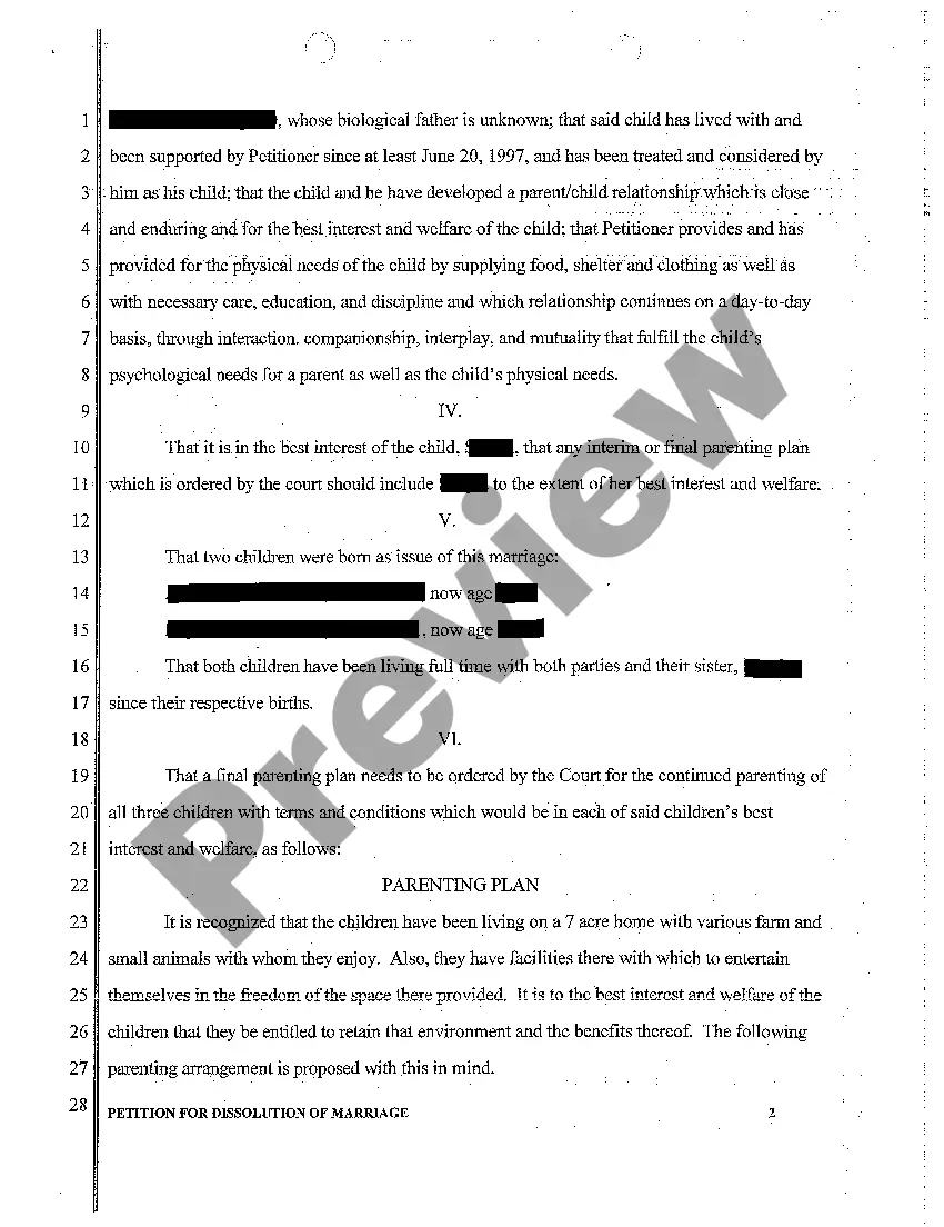 Get A01 Petition for Dissolution of Marriage Preview A01 Petition for Dissolution of Marriage
