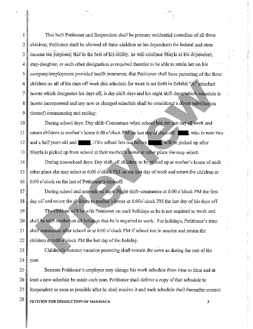 Get A01 Petition for Dissolution of Marriage Preview A01 Petition for Dissolution of Marriage