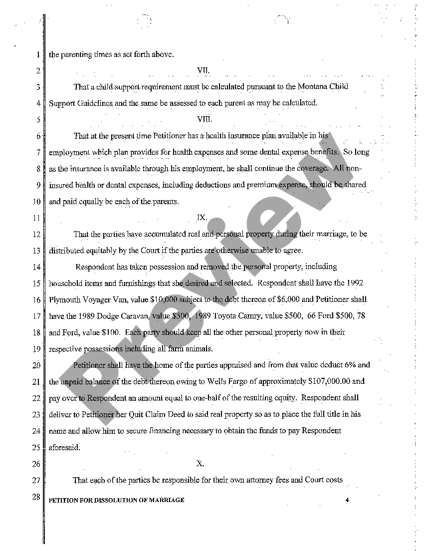 Get A01 Petition for Dissolution of Marriage Preview A01 Petition for Dissolution of Marriage