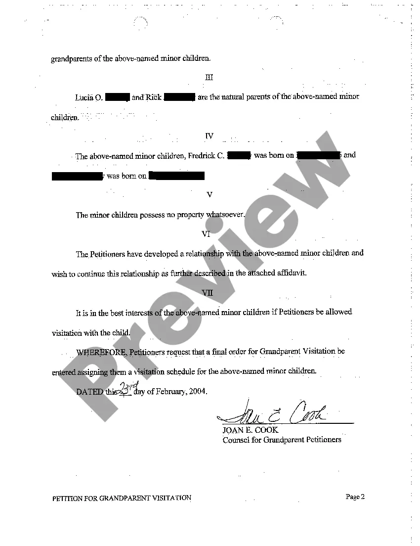 Get A01 Petition for Grandparents Visitation Preview A01 Petition for Grandparents Visitation