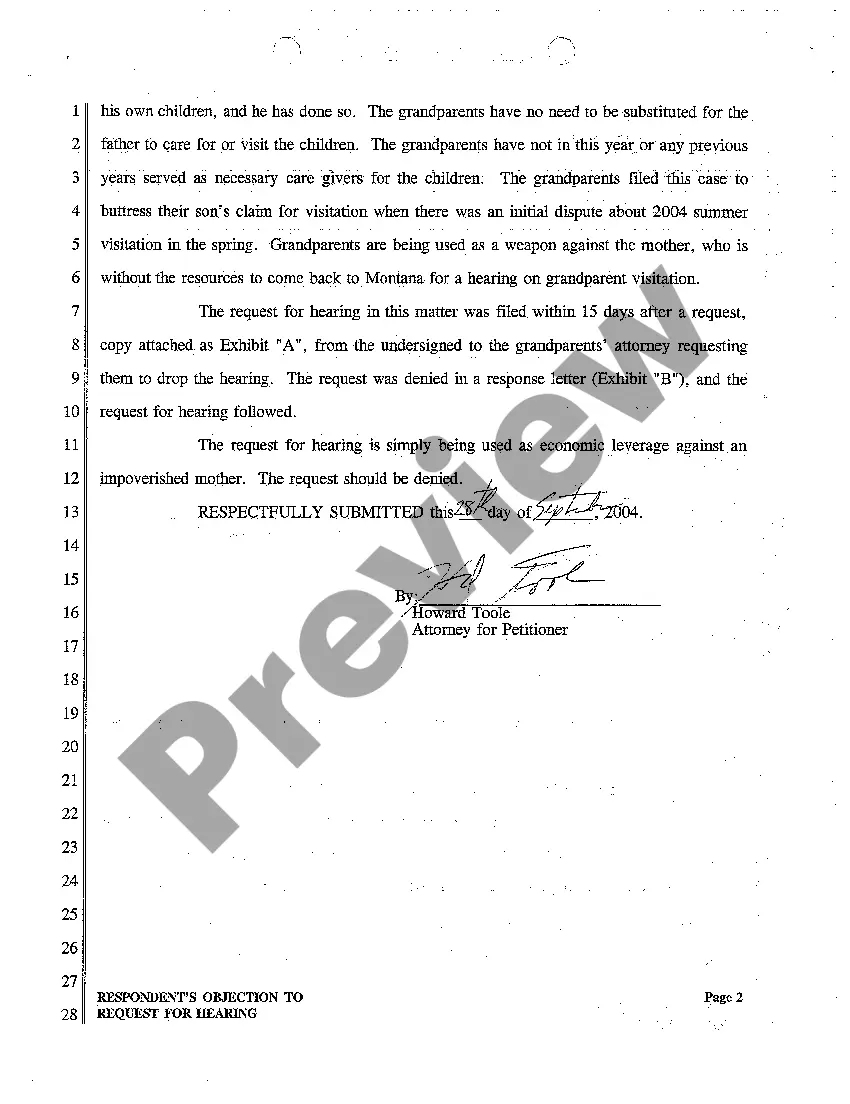 Preview A04 Respondent's Objection to Request for Hearing