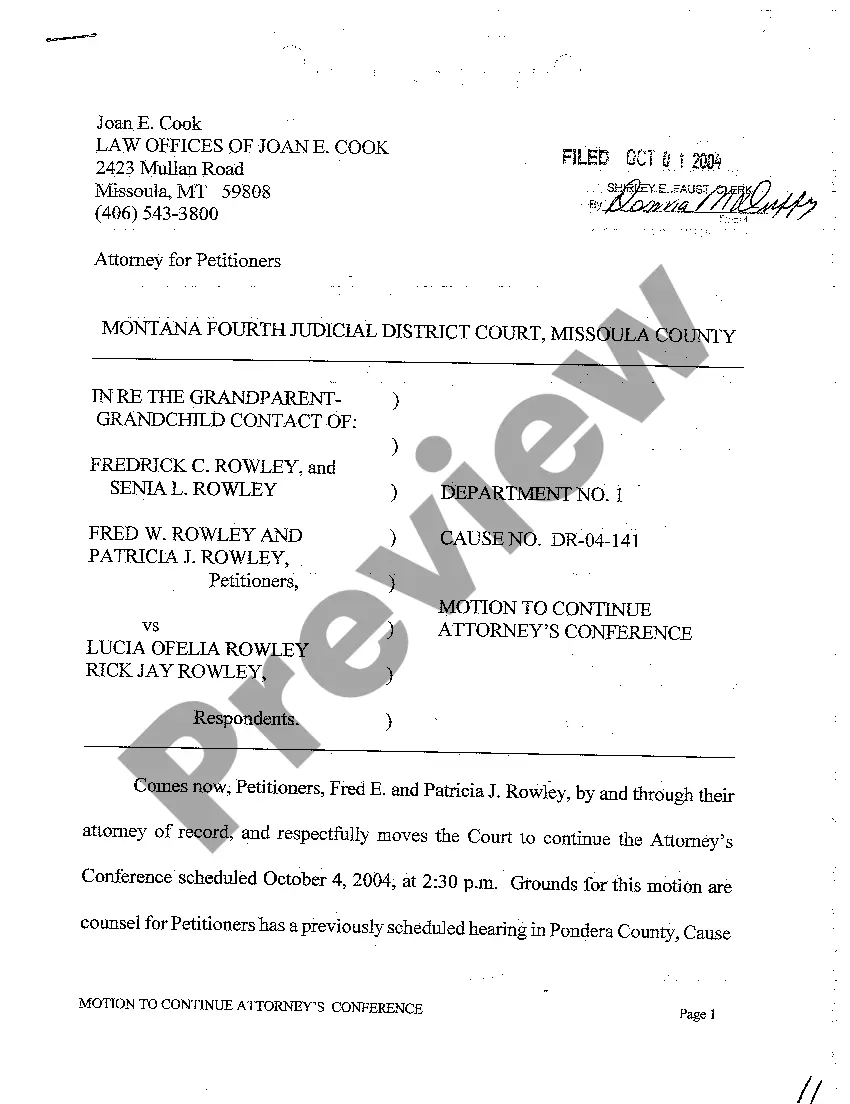 Preview A05 Order Continuing Attorney's Conference