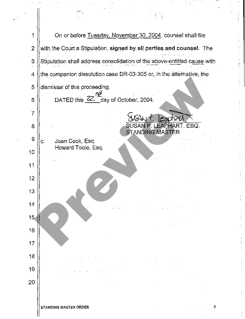 Get A06 Standing Master Order Preview A06 Standing Master Order