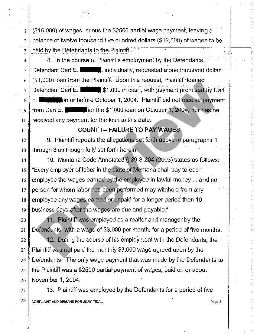 Get A01 Complaint and Demand for Jury Trial regarding Employment Compensation Preview A01 Complaint and Demand for Jury Trial regarding Employment Compensation
