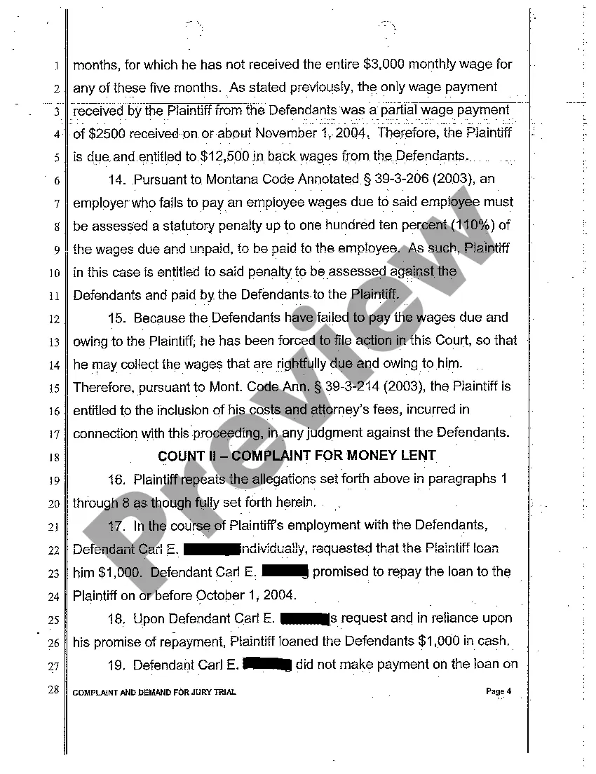 Get A01 Complaint and Demand for Jury Trial regarding Employment Compensation Preview A01 Complaint and Demand for Jury Trial regarding Employment Compensation