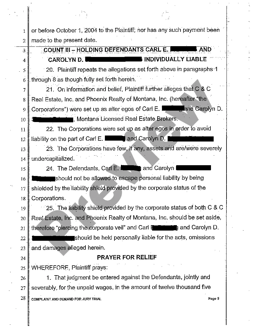 Get A01 Complaint and Demand for Jury Trial regarding Employment Compensation Preview A01 Complaint and Demand for Jury Trial regarding Employment Compensation