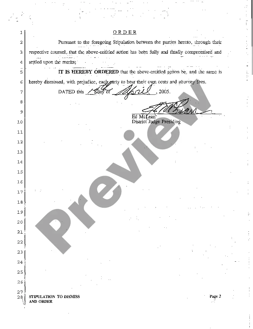 Preview A02 Stipulation to Dismiss and Order