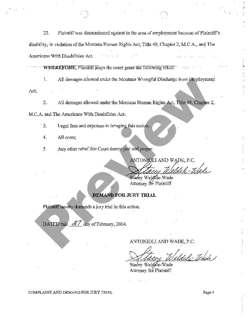 Preview A01 Amended Complaint and Demand for Jury Trial regarding Wrongful Termination