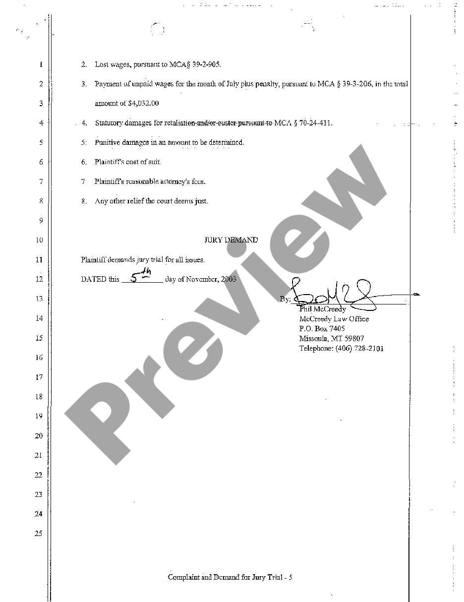 page 4 A01 Complaint and Demand for Jury Trial regarding Wrongful Termination preview