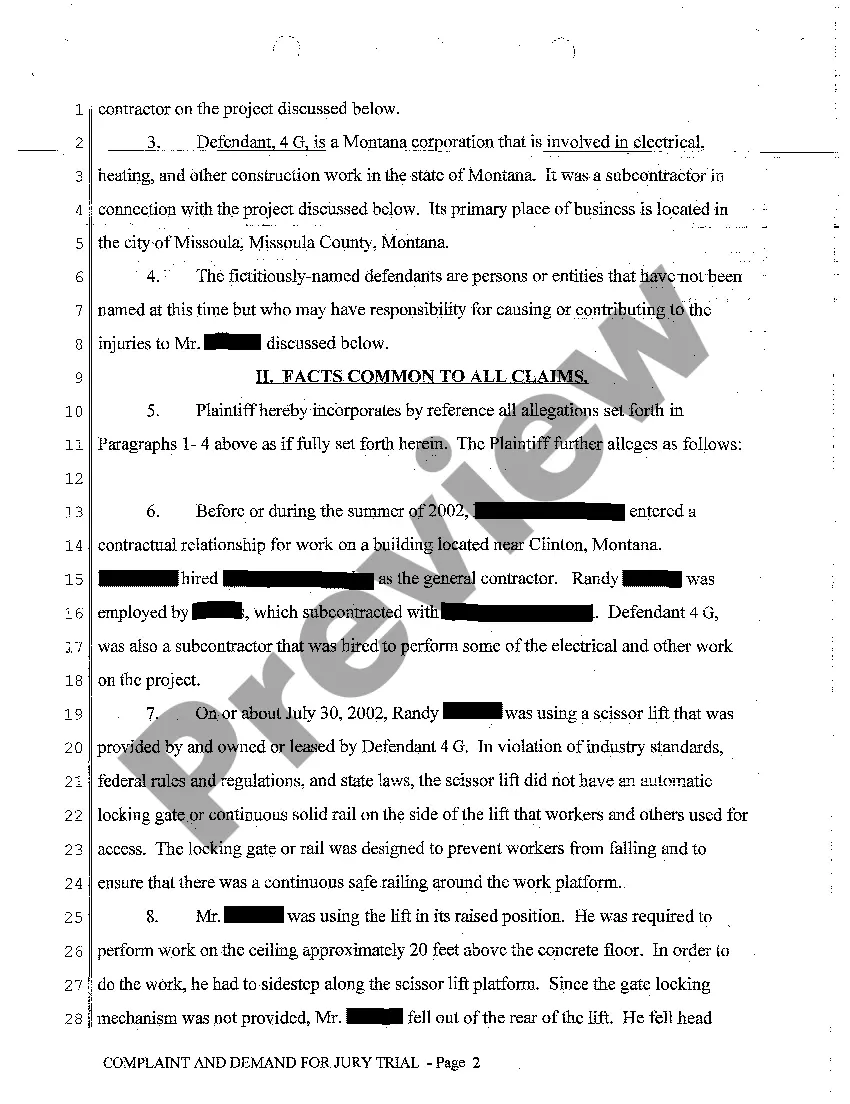 Get A01 Complaint and Demand for Jury Trial regarding Employment Health and Safety Preview A01 Complaint and Demand for Jury Trial regarding Employment Health and Safety