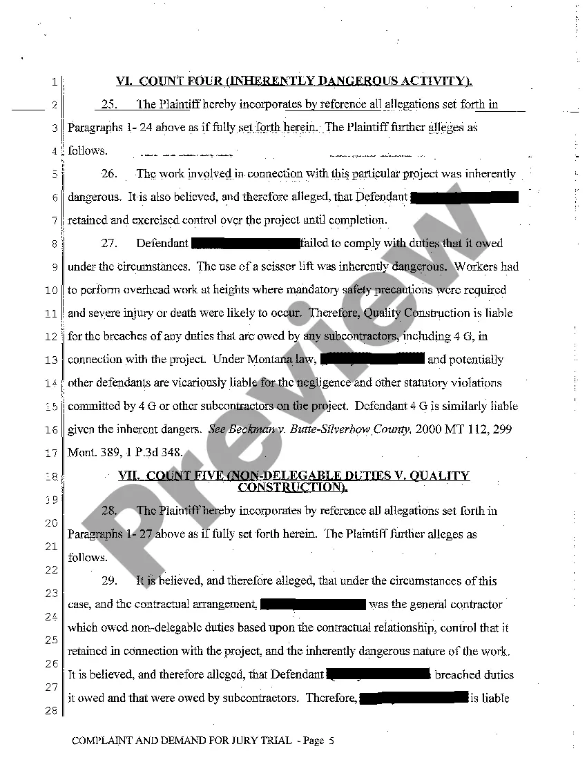 Get A01 Complaint and Demand for Jury Trial regarding Employment Health and Safety Preview A01 Complaint and Demand for Jury Trial regarding Employment Health and Safety