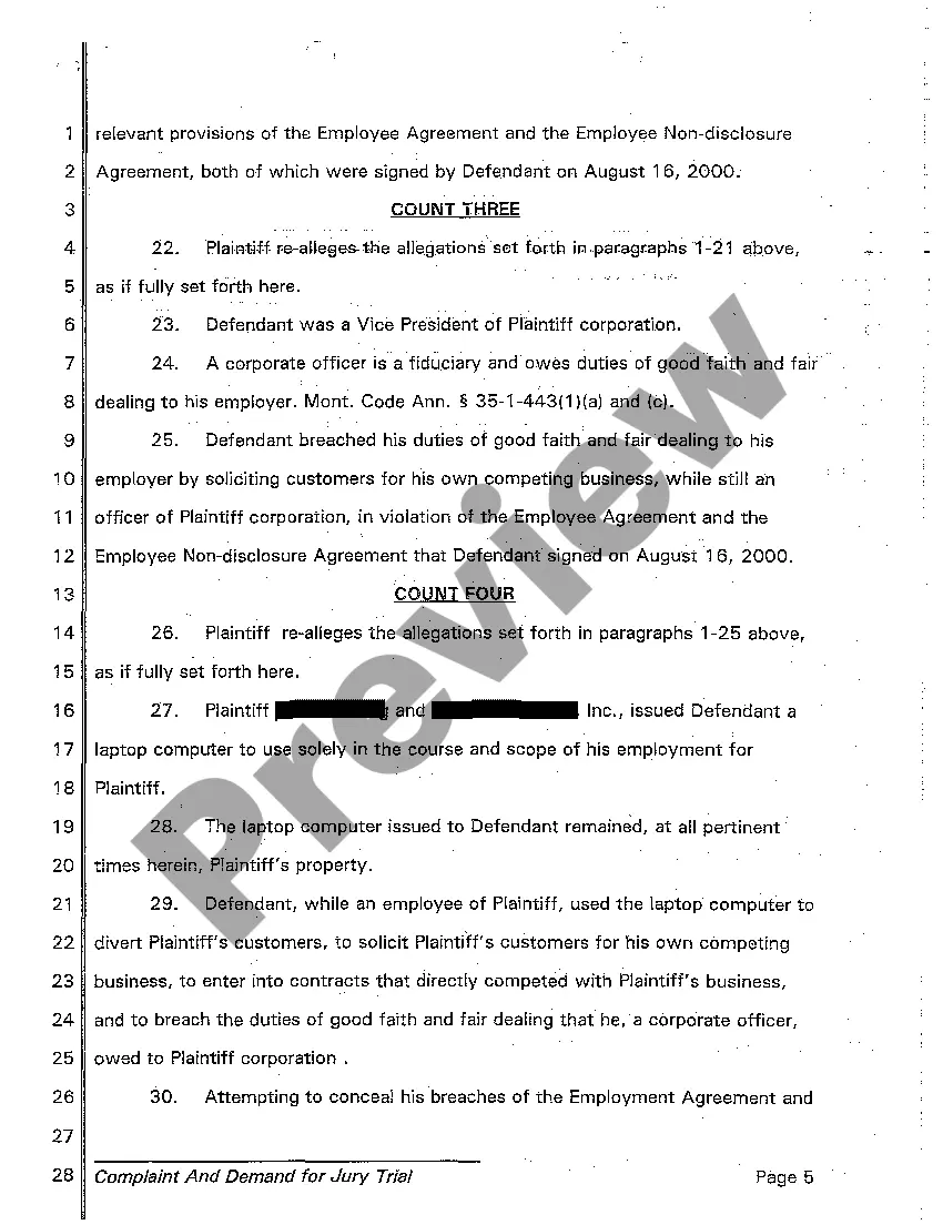 Preview A01 Complaint and Demand for Jury Trial regarding Noncompetition Agreement