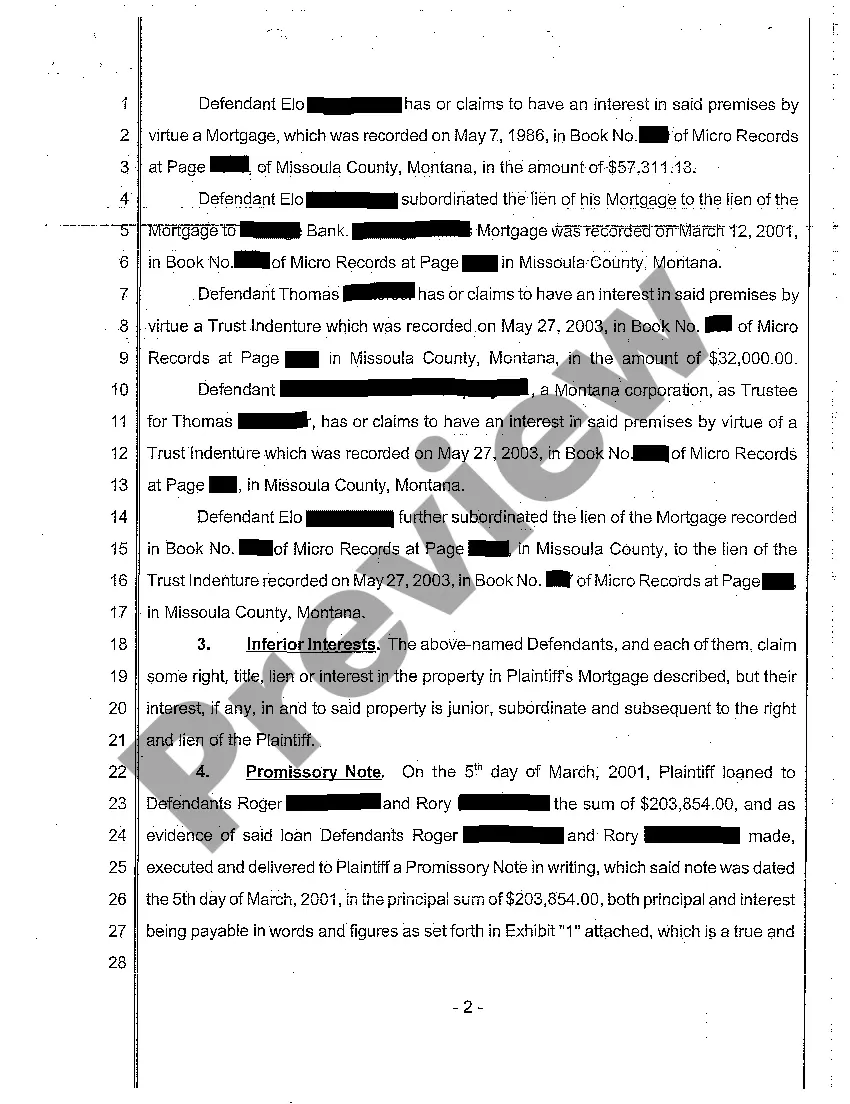 Preview A01 Complaint to Foreclose