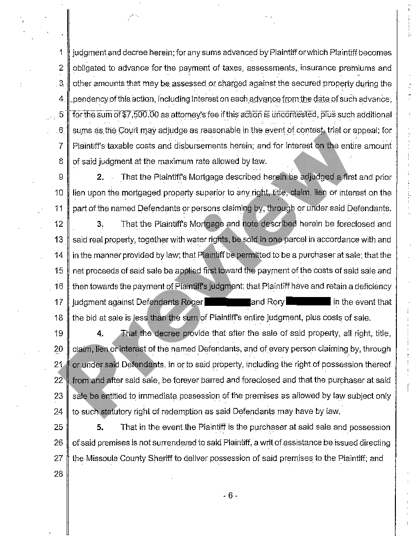 Preview A01 Complaint to Foreclose