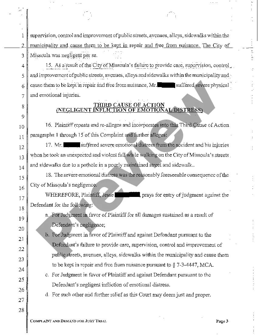 Preview A01 Complaint and Demand for Jury Trial regarding Pedestrian Injury