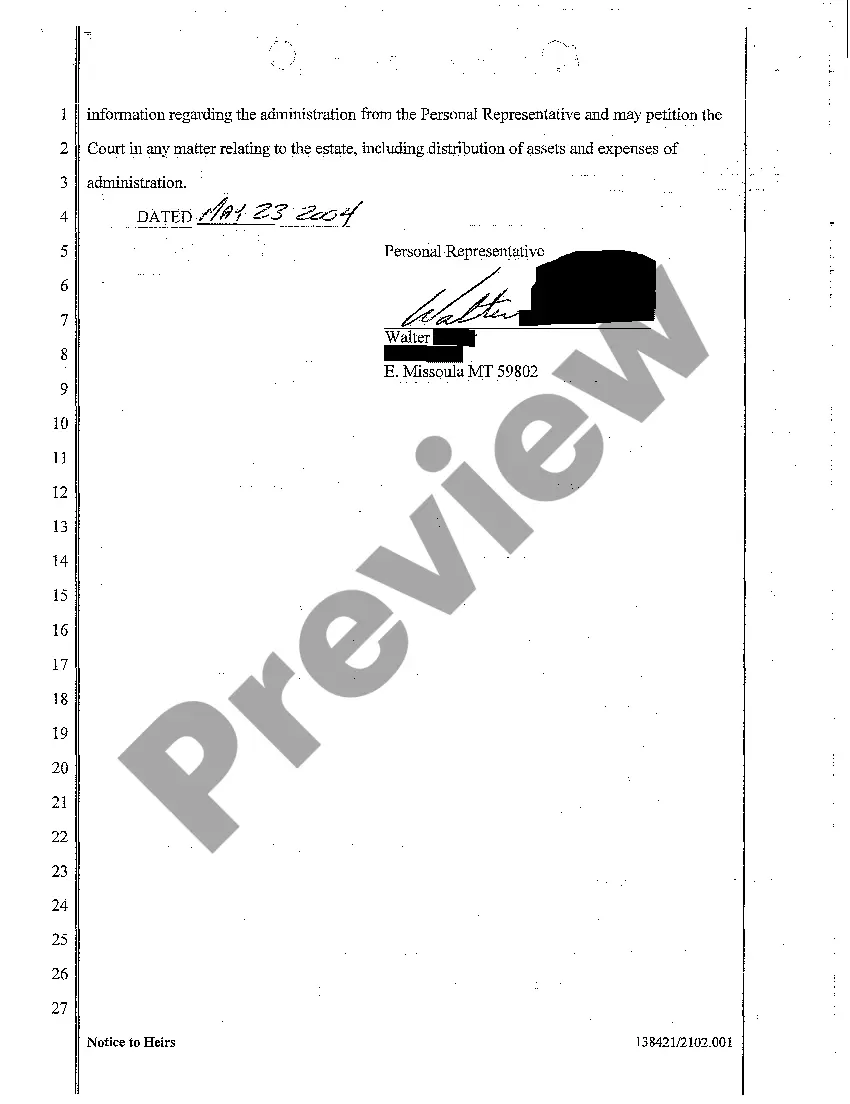 Get A04 Notice and Information to Heirs and Devisees Preview A04 Notice and Information to Heirs and Devisees