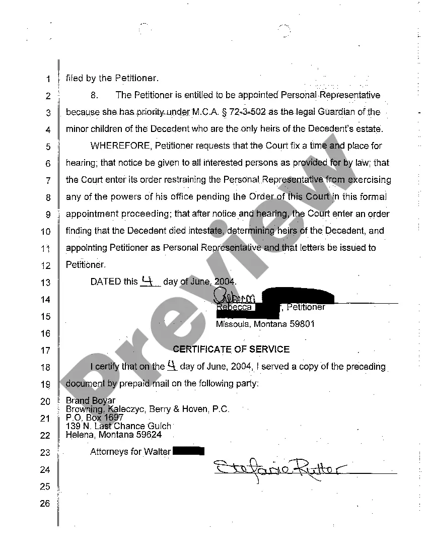 Preview A05 Petition for Adjudication of Intestacy, Determination of Heirs, Appointment of Personal Representative