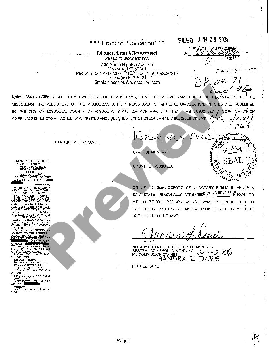 page 1 A09 Notice of Service of Personal Representative's First Combined Discovery Requests preview