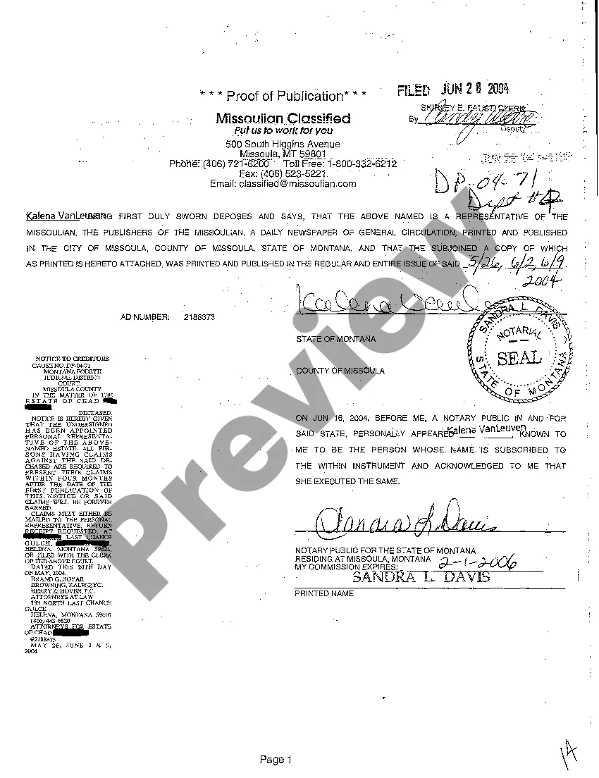 Preview A09 Notice of Service of Personal Representative's First Combined Discovery Requests