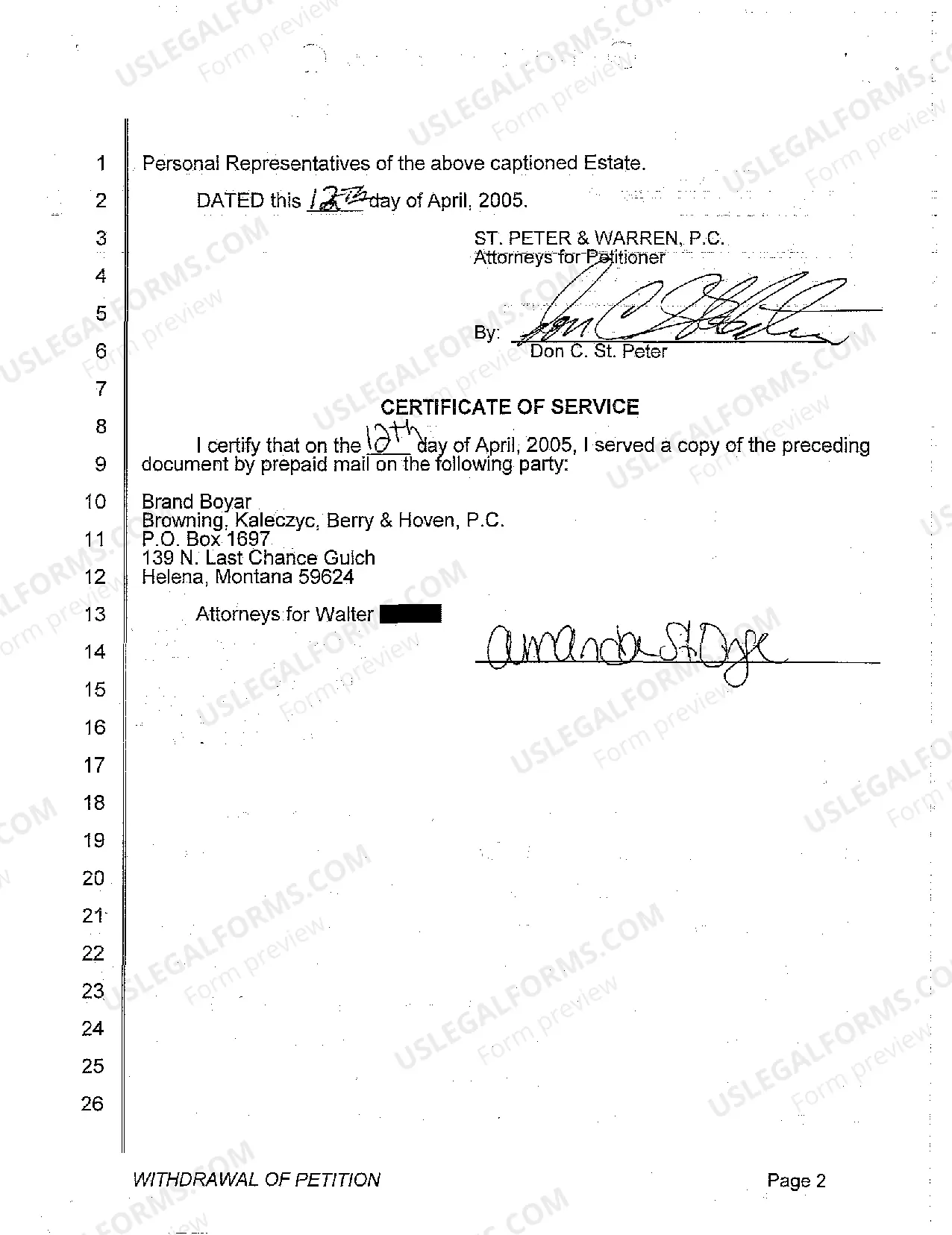 Preview A18 Withdrawal of Petition for Adjudication of Intestacy, Determination of Heirs, Appointment of Personal Representative